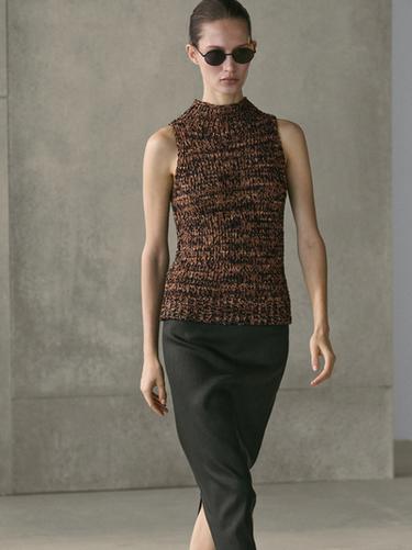 Zara Flecked knit halter top - Brown