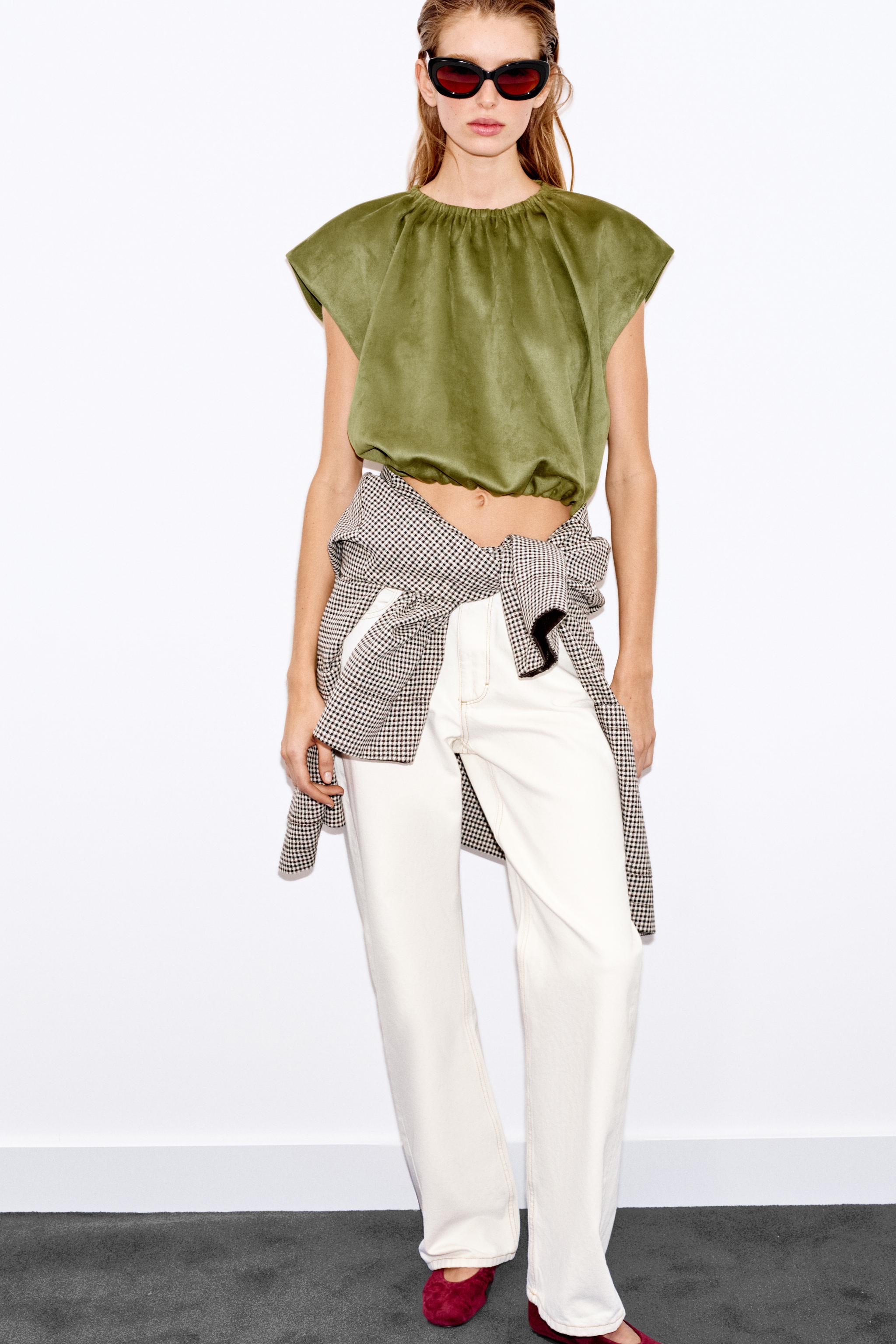 FAUX SUEDE BALLOON TOP