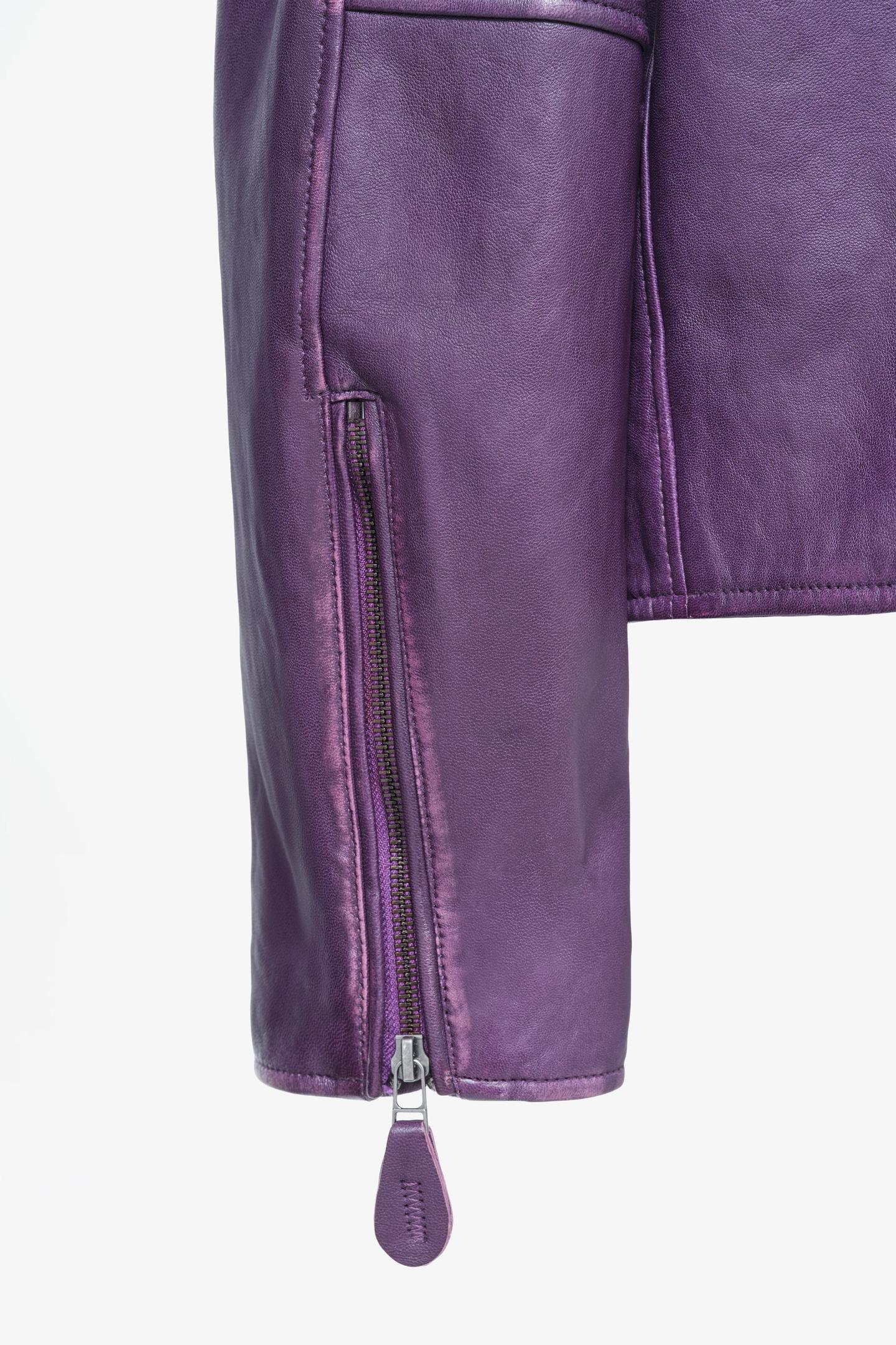 Мужская куртка Zara Limited Edition Leather Biker, цвет: Фиолетовый — фото 6