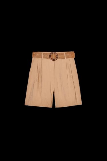 Zara BELTED SHORTS WITH DARTS - Mid-camel - Image 0