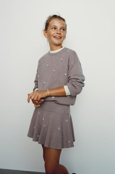 SOFT-TOUCH FAUX PEARL T-SHIRT - Brown by Zara