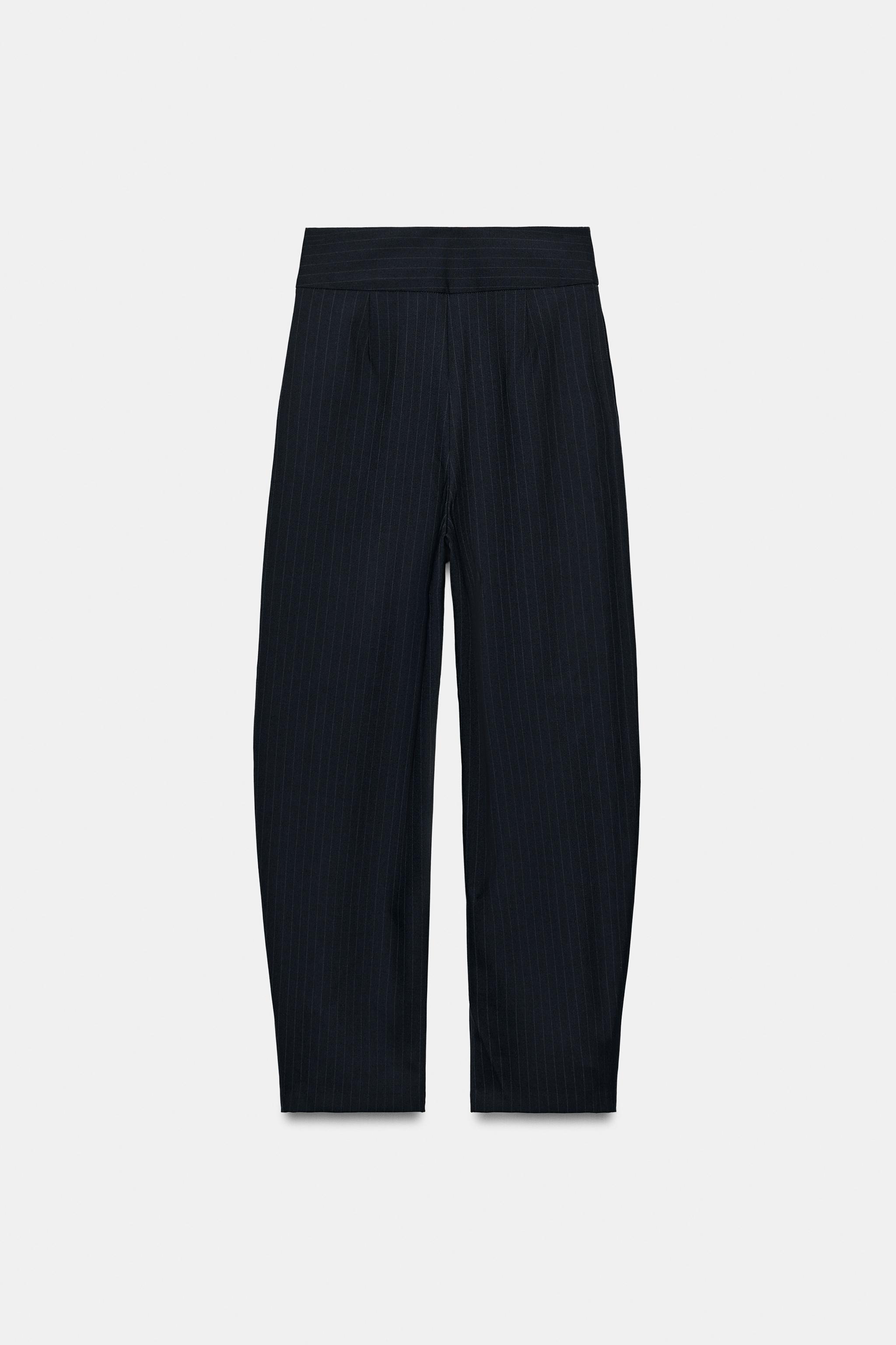 PANTALON BALLOON À PLIS ET RAYURES
