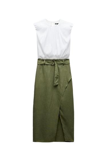 CONTRASTING MIDI DRESS