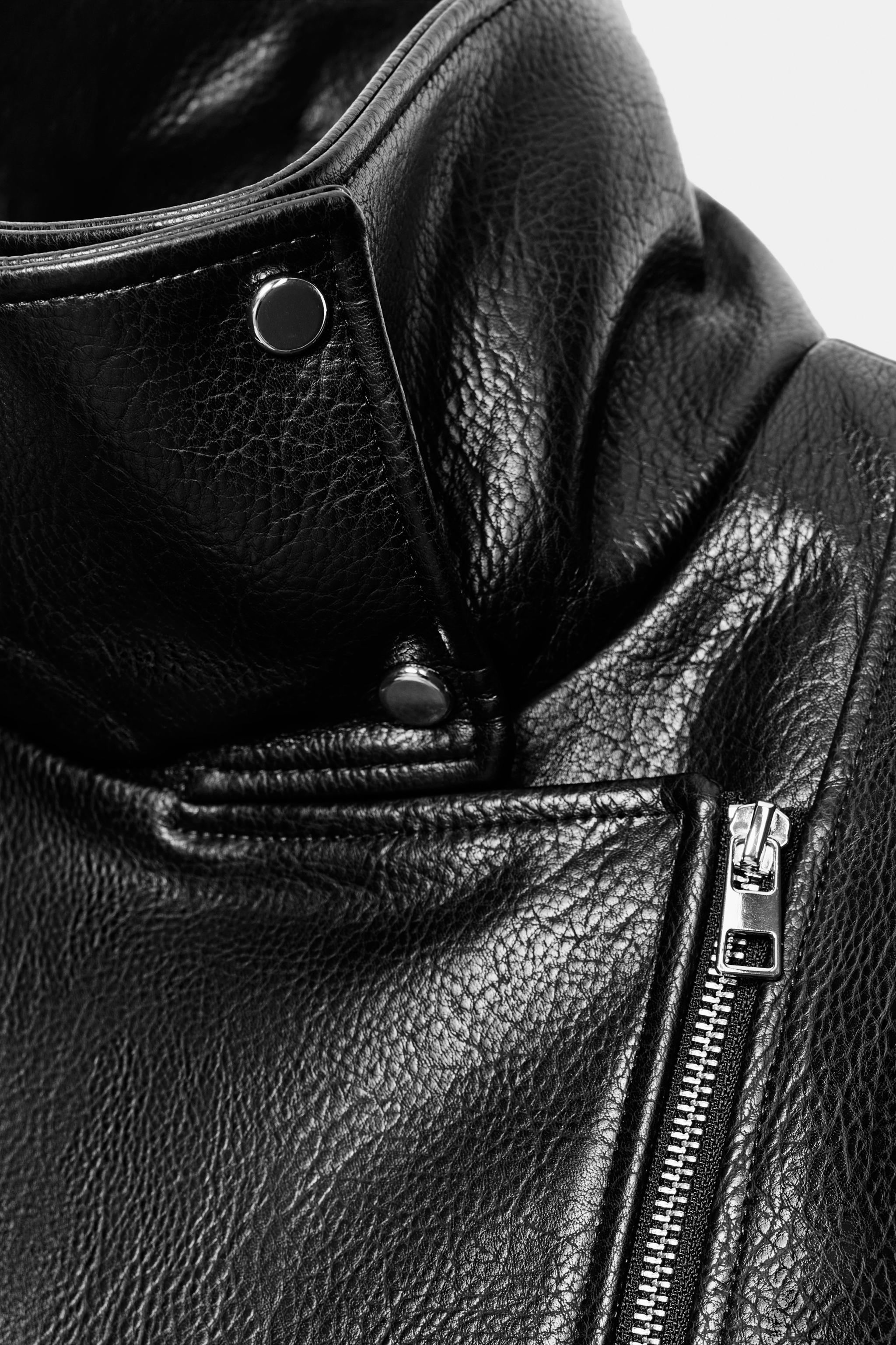 Женские куртки Zara FAUX LEATHER BIKER JACKET — фото 11