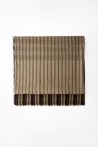 STRIPED PRINT SCARF - camel by Zara