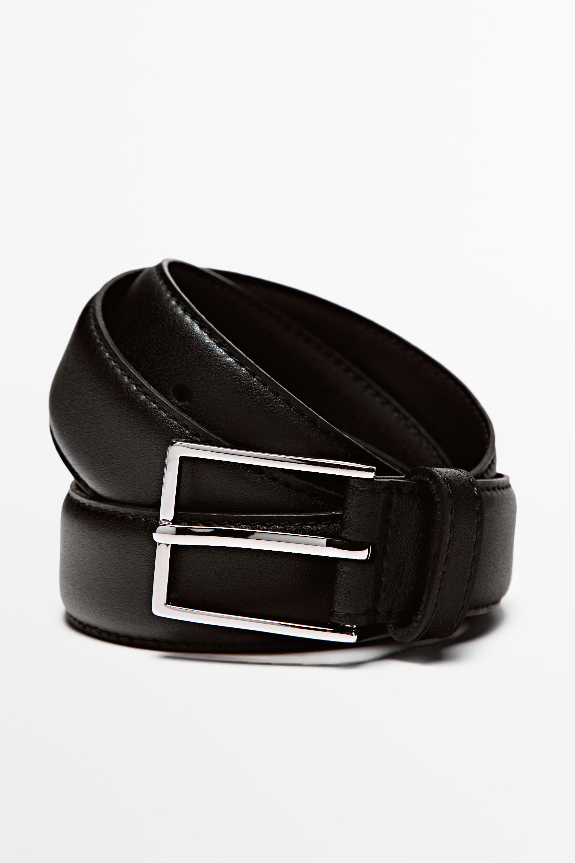 Smart nappa leather belt with topstitching