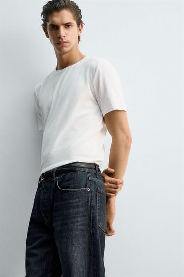 BASIC SLIM FIT T-SHIRT - White by Zara - Image 4