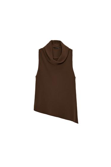 Zara ASYMMETRIC HEM TOP - Brown
