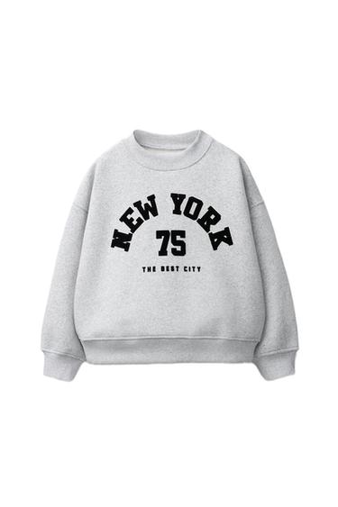 FLOCKED TEXT PRINT SWEATSHIRT