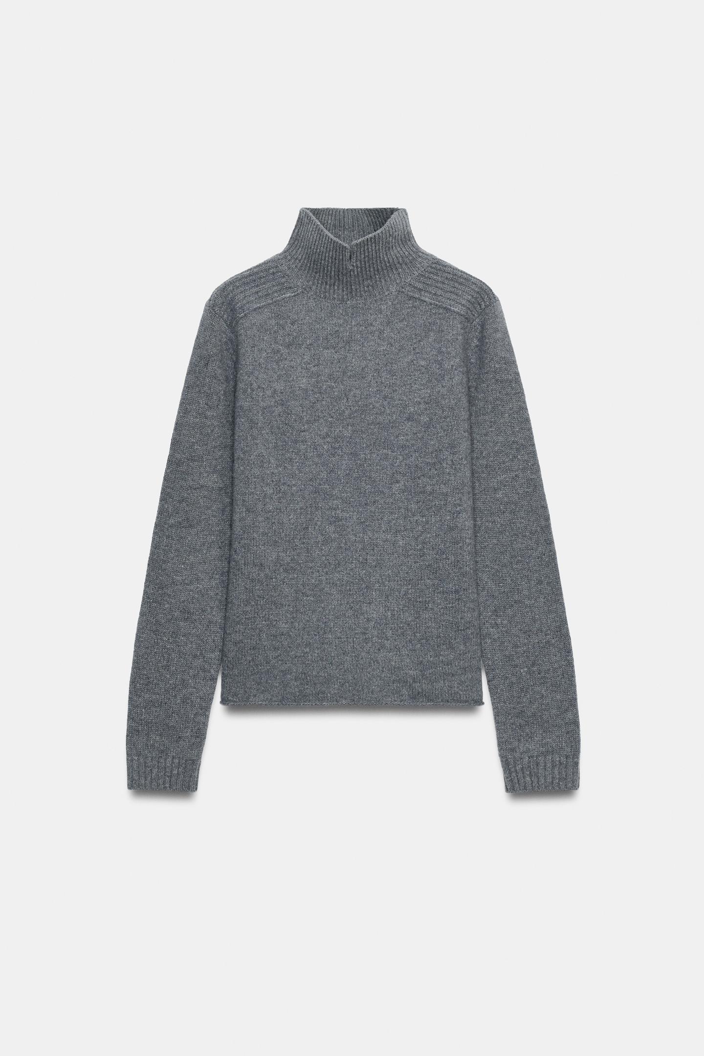 Женский свитер Zara 100% Wool High-Neck, цвет: Серый — фото 6
