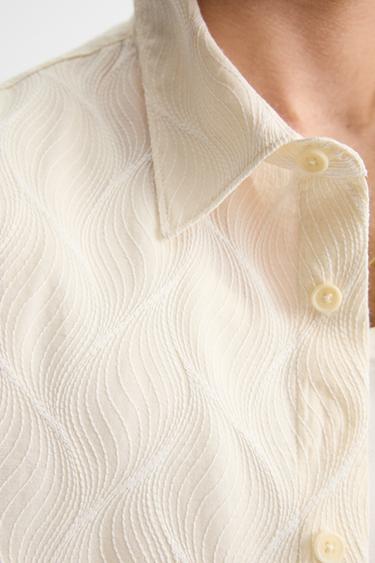 CHEMISE BRODERIE VAGUES - Écru de Zara - Image 5