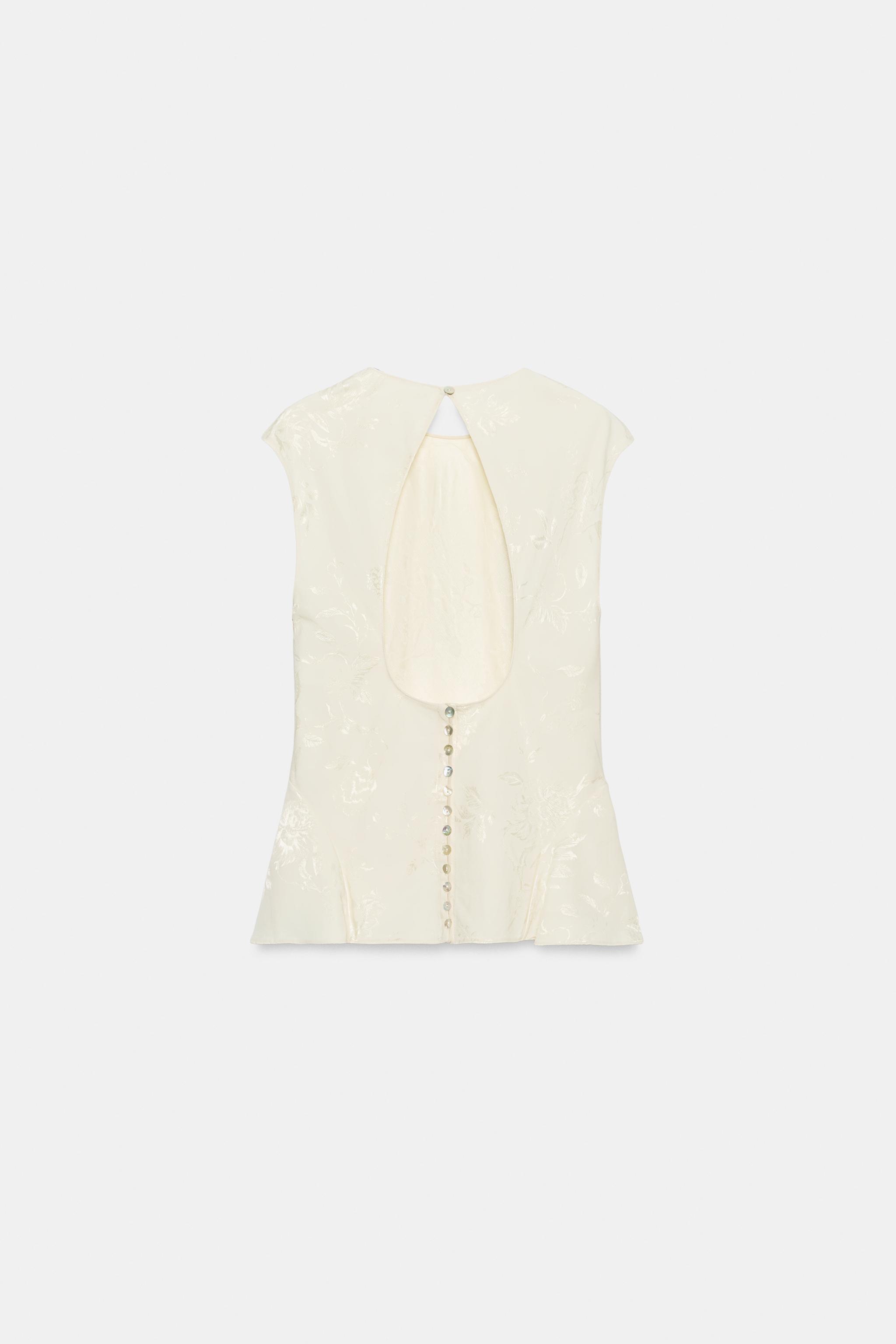 Женские рубашки Zara ZW COLLECTION JACQUARD PEPLUM SHIRT — фото 8
