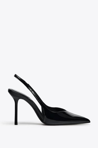 PATENT EFFECT SLINGBACK SHOES - Black by Zara - Image 0