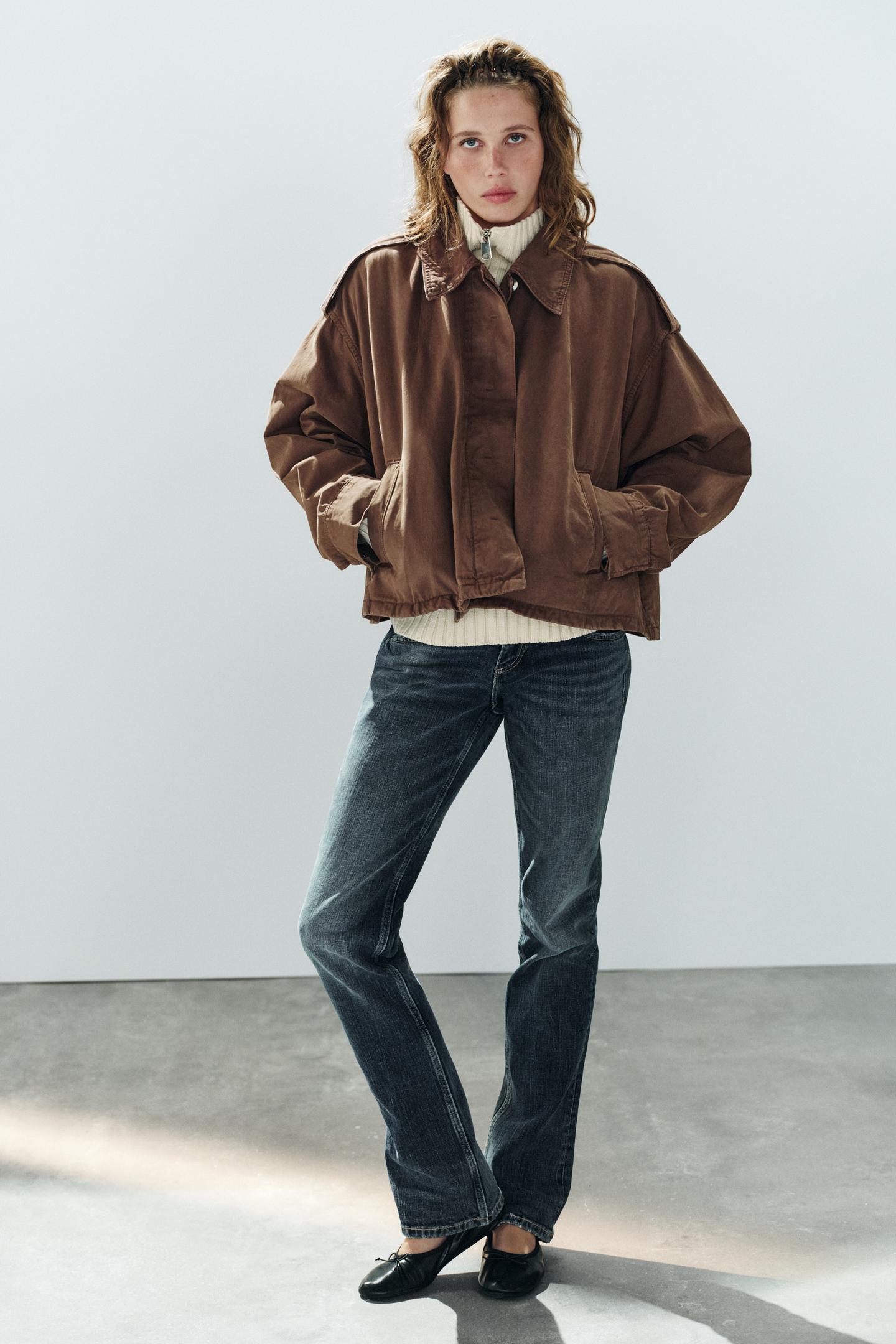 Женская куртка Zara Cape Jacket with Tabs, цвет: Коричневый