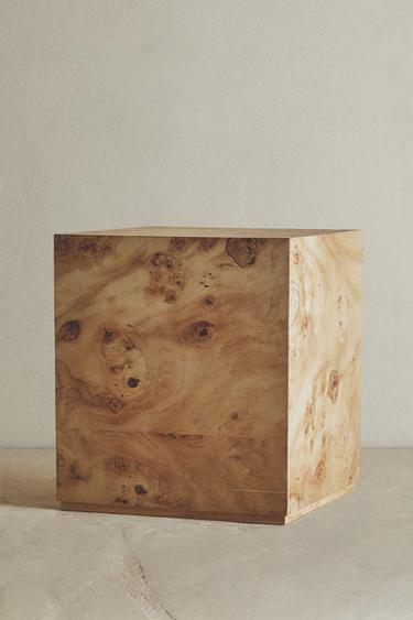 ROOT WOOD CUBE TABLE - Light beige by Zara