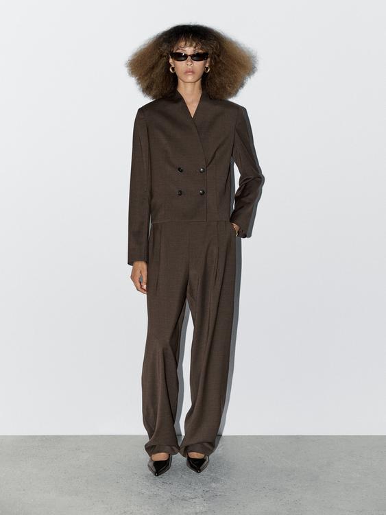 Wide-leg wool trousers with darts - STUDIO