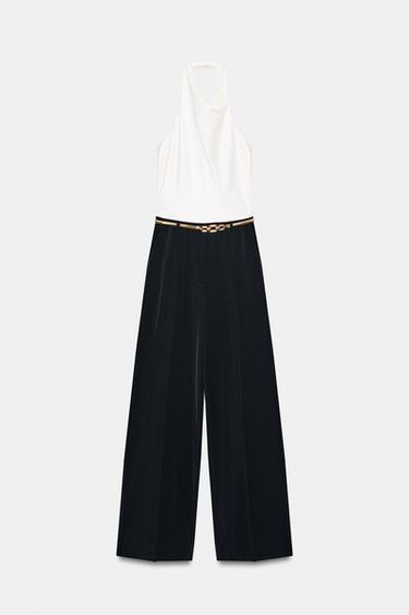 HALTERNECK JUMPSUIT WITH BELT - Dark navy by Zara - Image 9