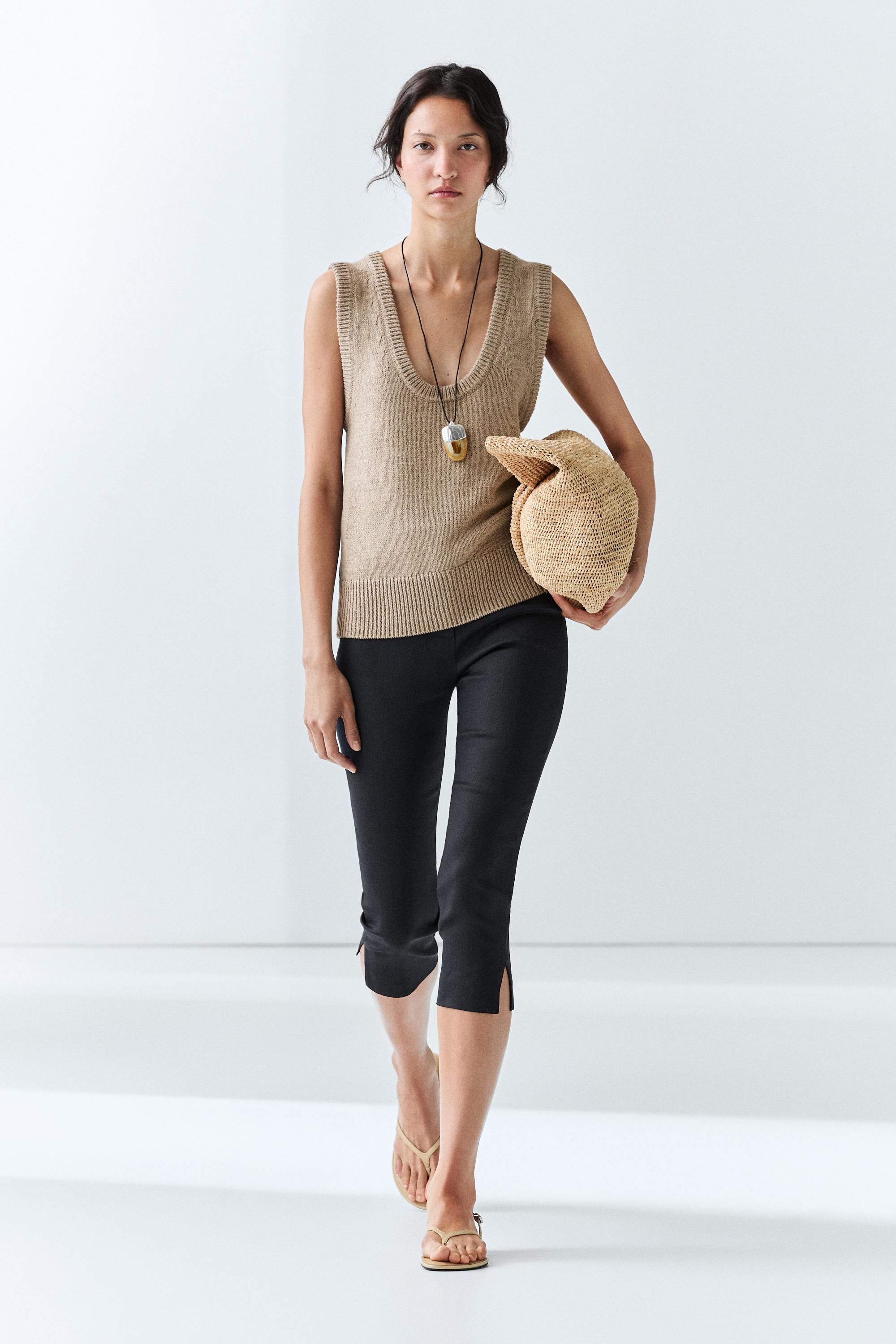 Lightweight linen blend pants — Navy blue