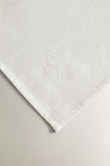 SERVIETTE DE TABLE LIN ET COTON BRODERIES (LOT DE 2) - Blanc de Zara - Image 2