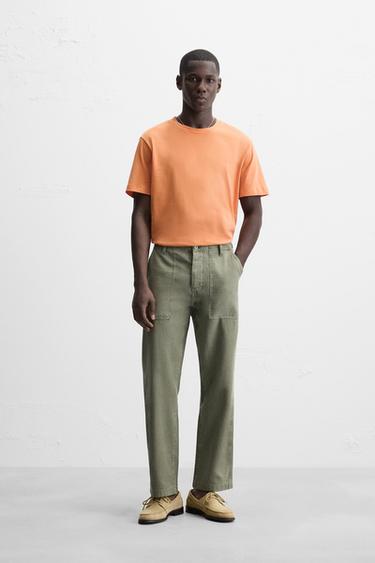 Zaras T-SHIRT MED NORMAL PASSFORM SOFT - Orange - Bild 0