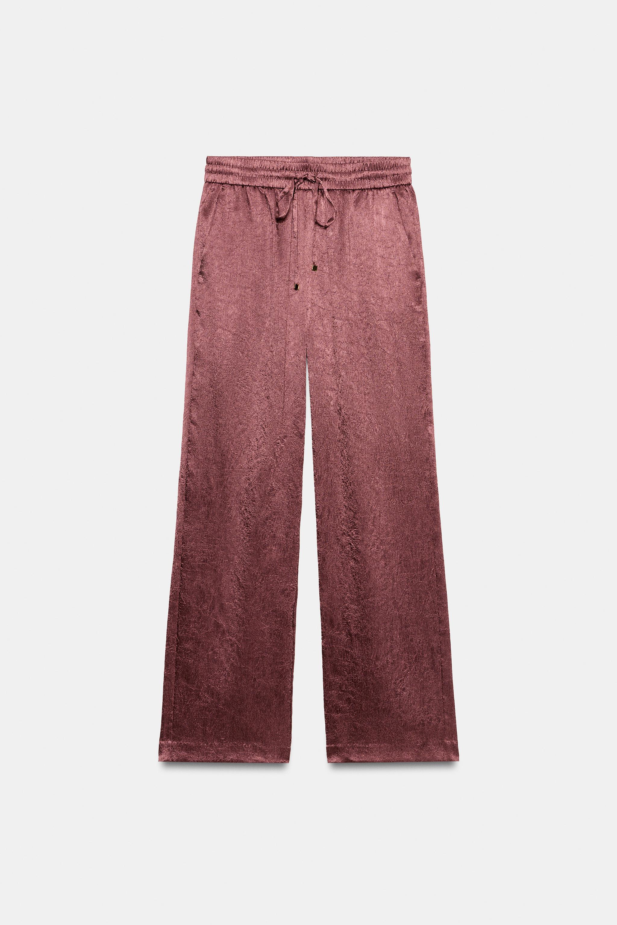 CRINKLED EFFECT WIDE LEG PANTS