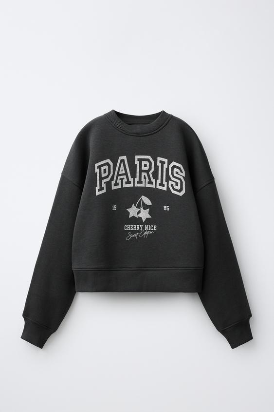 MOLETOM VARSITY GLITTER - Cinza-antracito da Zara - Imagem 0