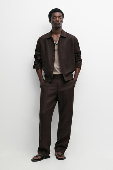 Zara Total look 100% linen pants - Brown - Image 0