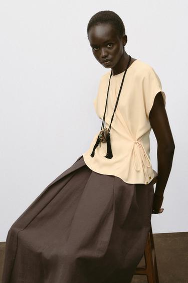 TOP FLUIDE CORDON - Jaune de Zara - Image 6