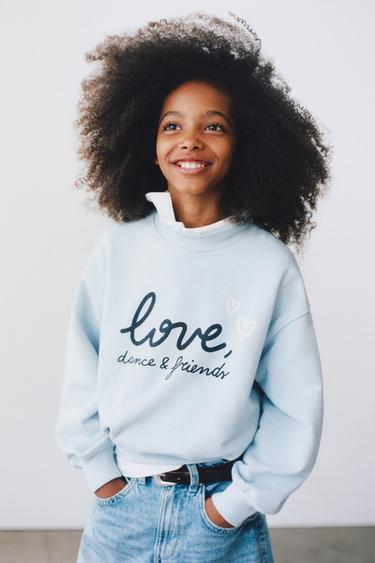Zara PRINTED SWEATSHIRT - Light blue