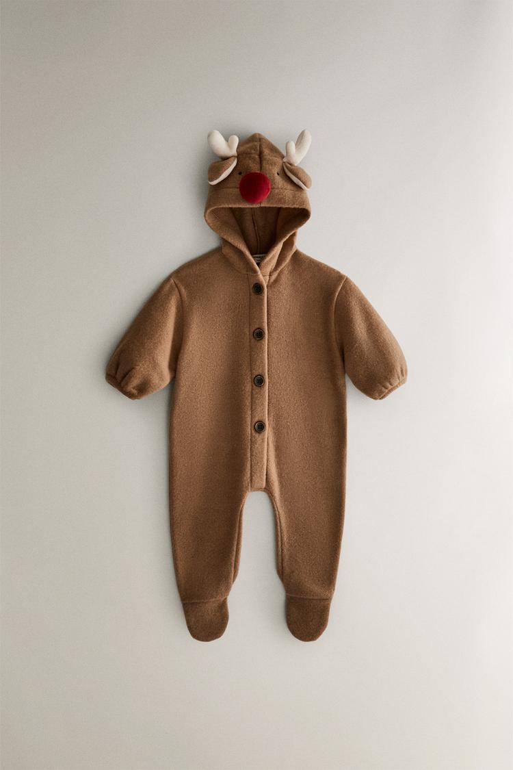 CHRISTMAS REINDEER BABY ROMPER COSTUME Brown ZARA United Kingdom