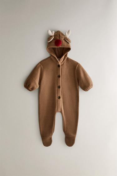 BABYKOSTÜM RENTIER STRAMPELANZUG WEIHNACHTEN - Braun von Zara