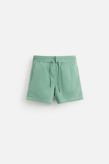 CONTRAST WASH MEDIUM SWIMMING TRUNKS - Green by Zara