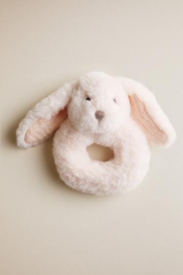BABY RABBIT SOFT TOY RATTLE - Light pink by Zara