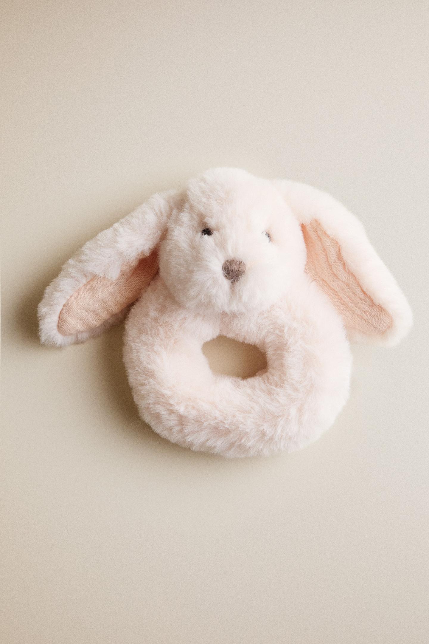 Детская мягкая игрушка Zara Rabbit Baby Rattle Plush Toy, цвет: Светлый розовый — фото 5