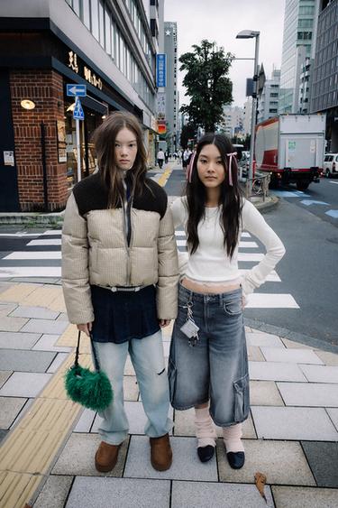 CHECKED FAUX SHEARLING PADDED JACKET — Ecru / Brown 2