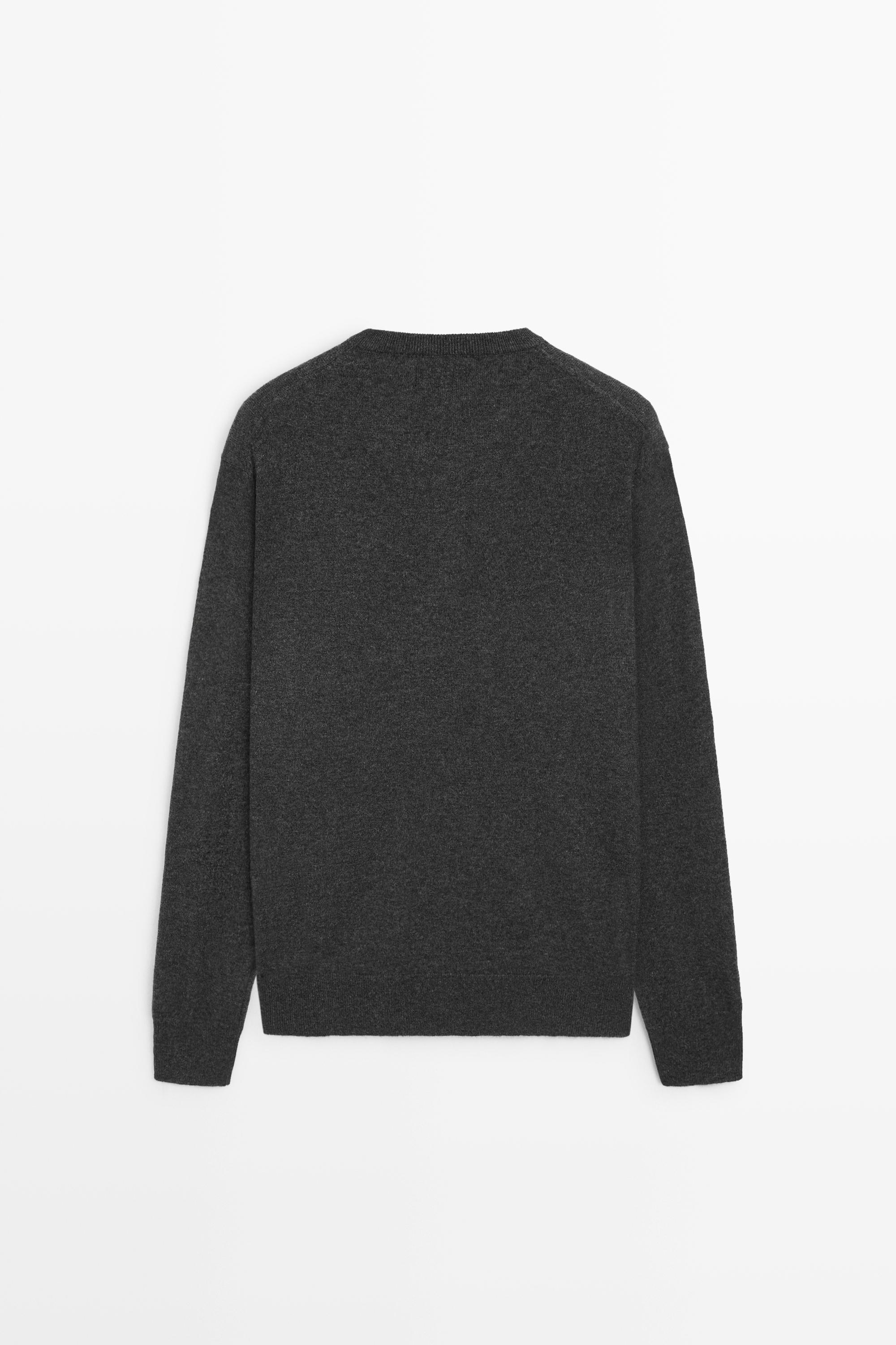 Wool-blend knit henley neck sweater