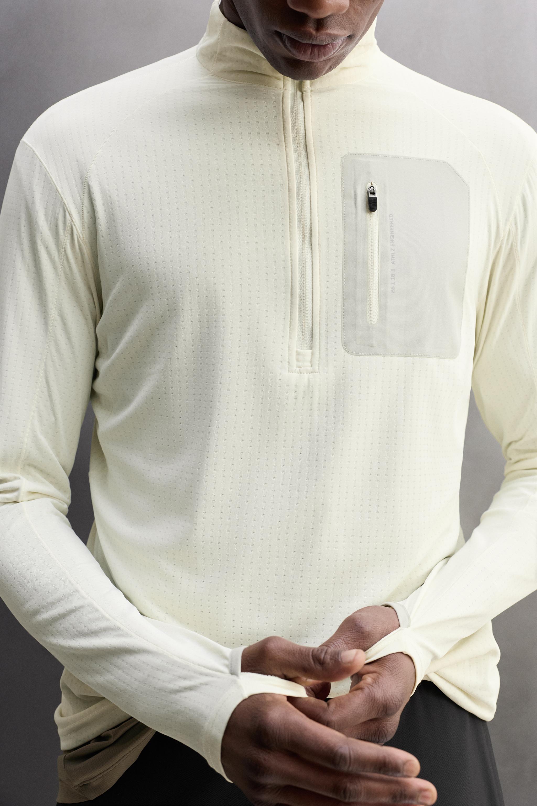 TECHNICAL QUARTER-ZIP T-SHIRT - Oyster-white | ZARA United States