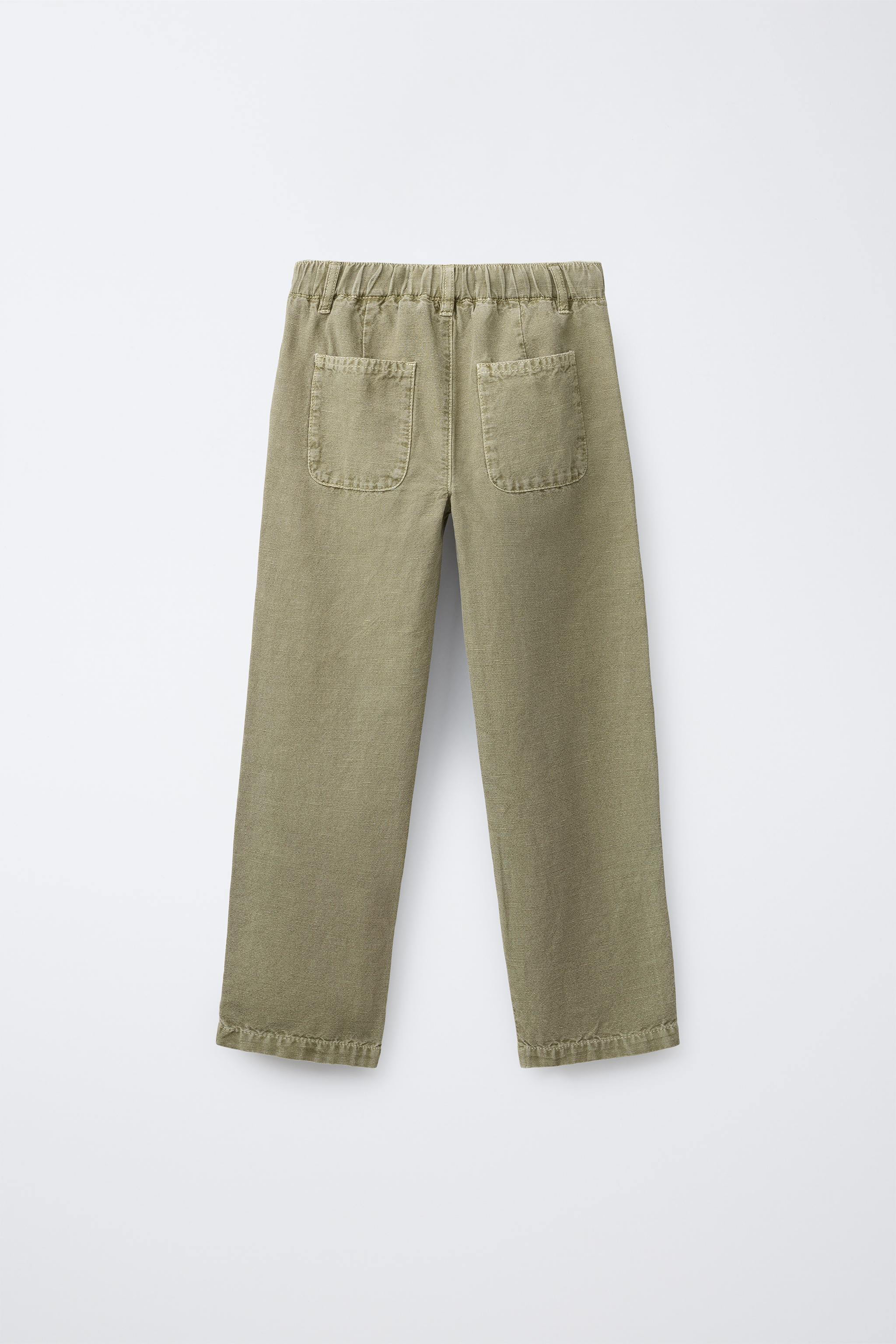 PANTALON DROIT AVEC COTON ET LIN