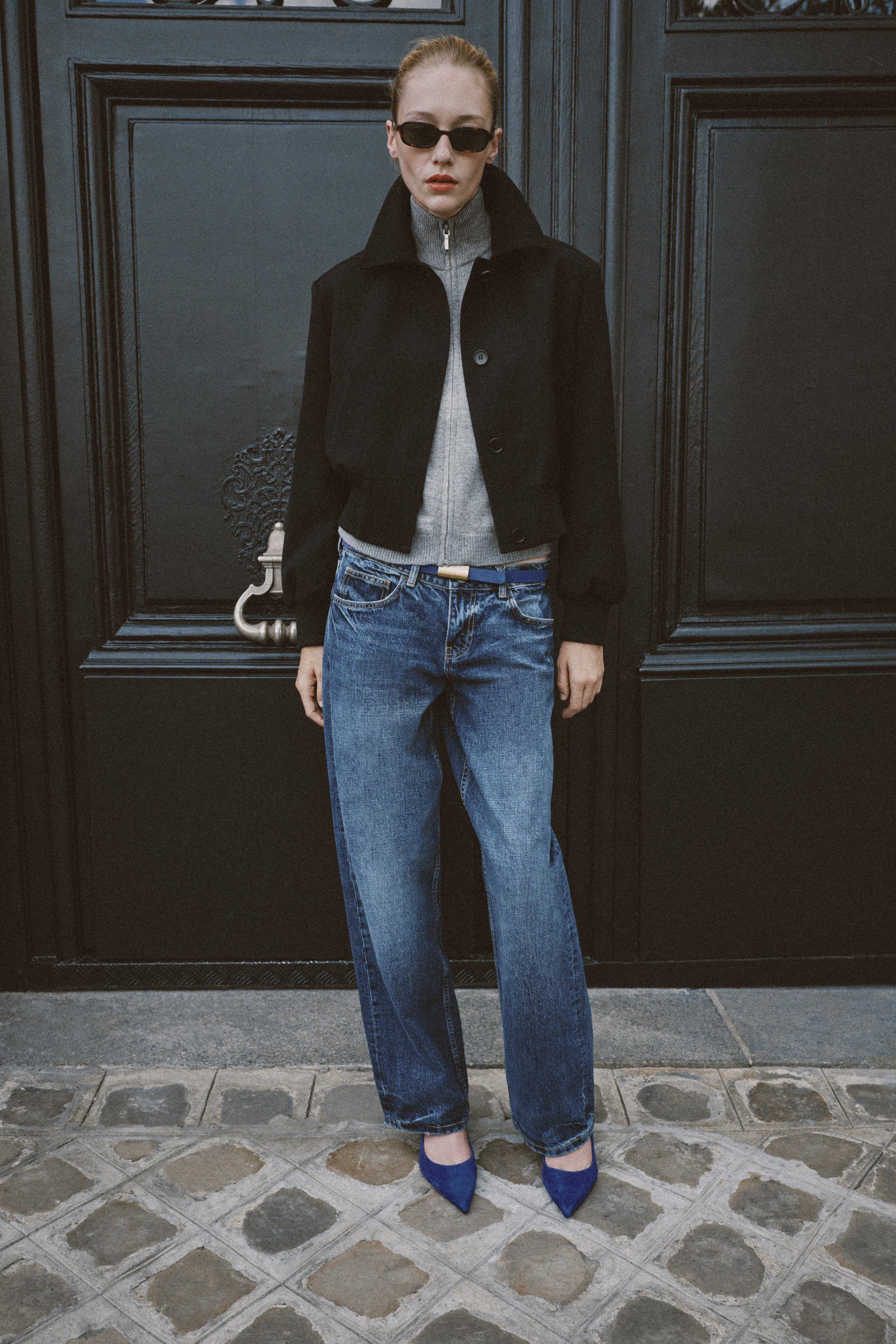 CROPPED JACKET WITH SHOULDER PADS - Black | ZARA United States