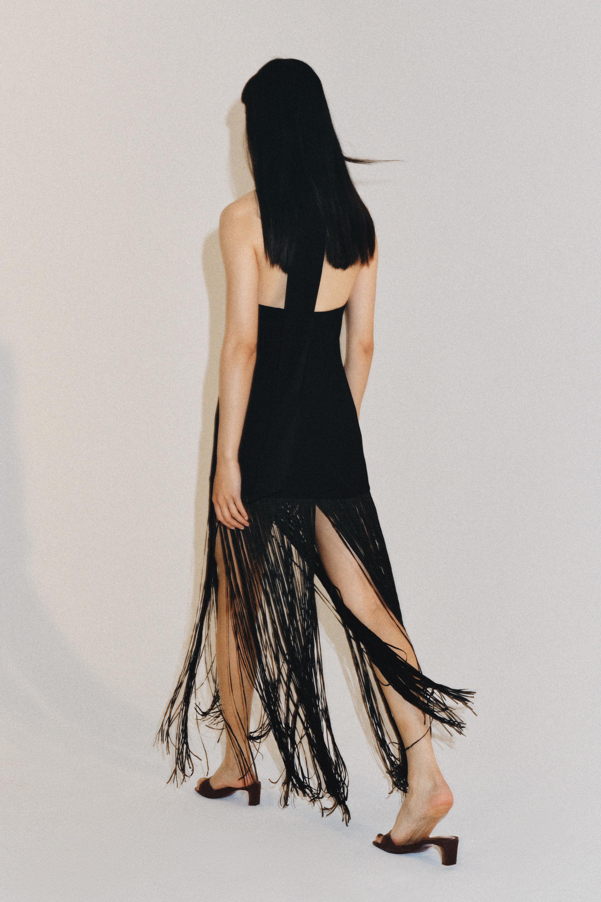 ZW COLLECTION FRINGED HALTER DRESS