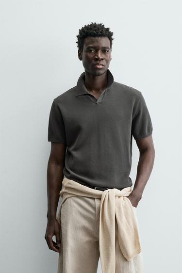 Zara TEXTURED KNIT JUMPER - khaki