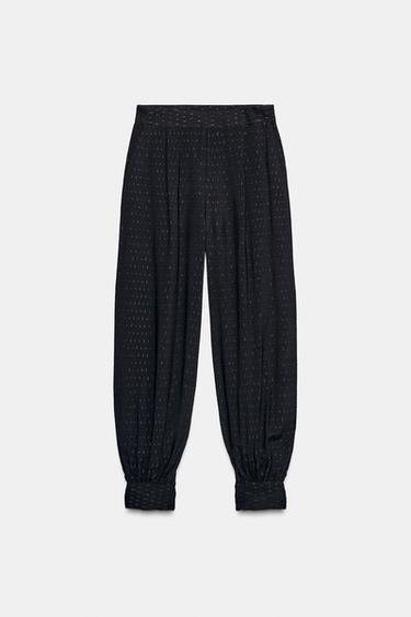 PANTALÓN BOMBACHO HILO METALIZADO - Negro de Zara