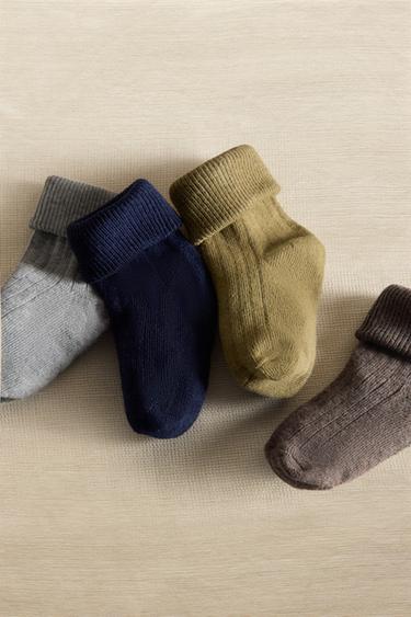 Zara MULTICOLOURED BABY SOCKS (PACK OF 4) - GREEN