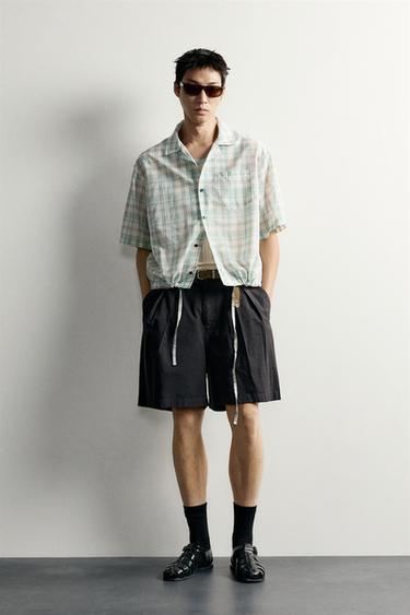BOXY FIT CHECK SHIRT - washed green by Zara - Image 0