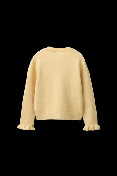 RUFFLE KNIT CARDIGAN WITH WOOL - Mustard Yellow by Zara