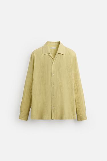 CONTRAST STRIPED SHIRT - Lime by Zara - Image 8