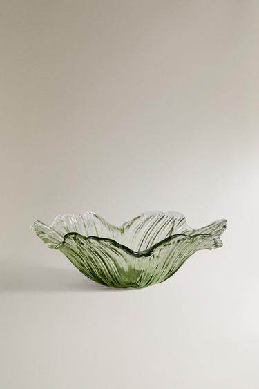 Zara OMBRÉ COLOURED FLORAL GLASS BOWL - 綠色
