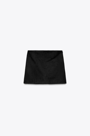 FAUX SUEDE MINI SKIRT - Black by Zara - Image 4