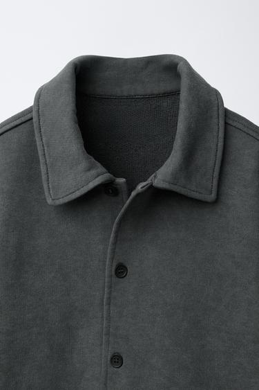 DOPPELÄRMELIGES HEMD AUS FLEECE MIT WASCHOPTIK - Anthrazit von Zara