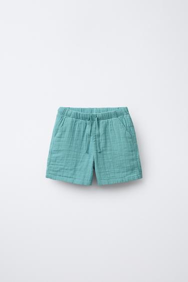 Zara TEXTURED BERMUDA SHORTS - Blue